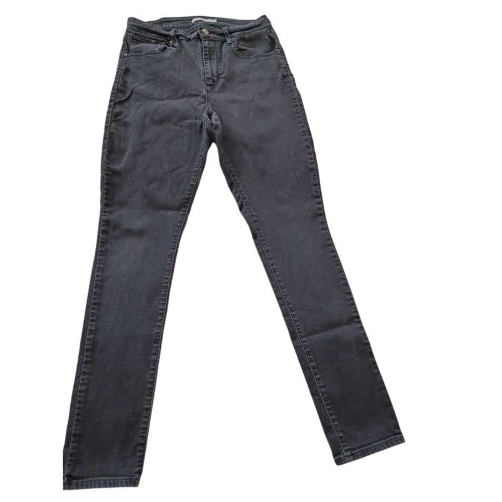 Levis 721 High Rise Skinny Jeans 31x30 Charcoal Black Faded Denim Pants